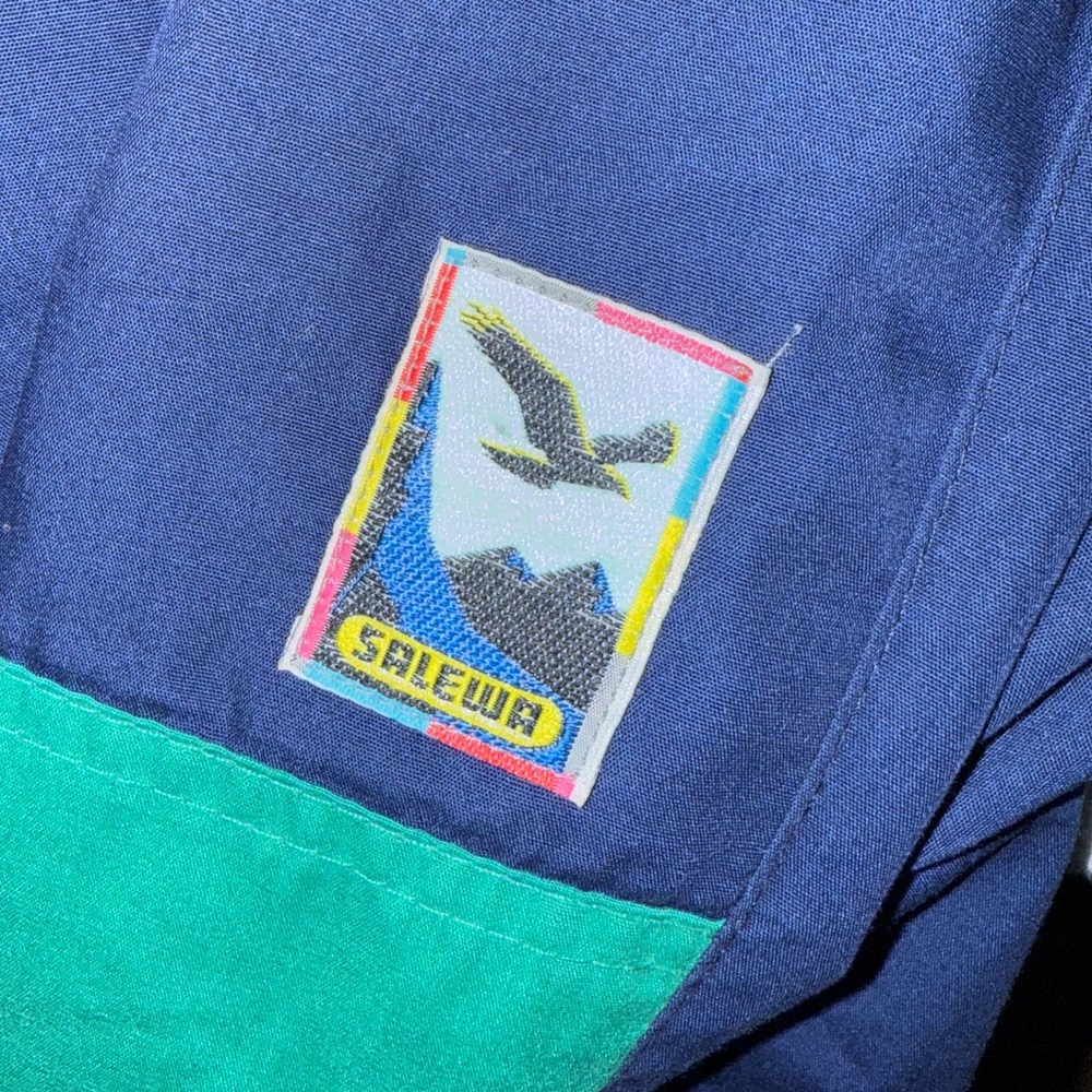 Vintage Salewa Outdoor Adventure Bibs - Blue and Green - Sz 50 - Picture 2 of 7